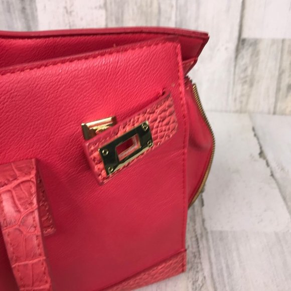 Olivia + Joy coral briefcase style shoulder tote - Picture 9 of 11
